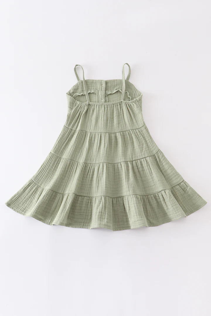 Green Linen Sleeveless Dress