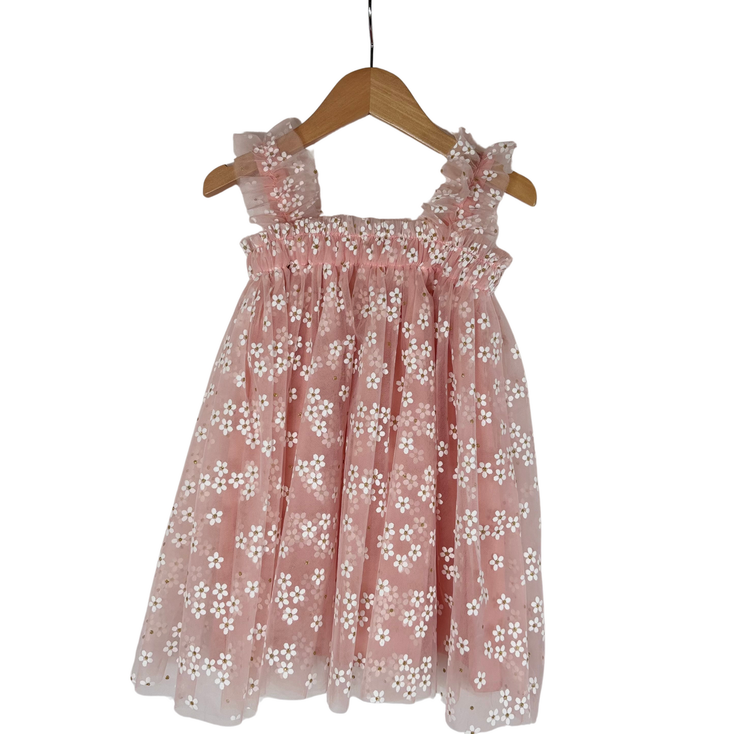 Pink Daisy Design Tulle Dress