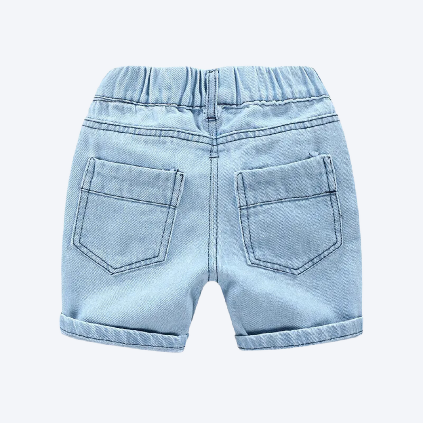 Light Blue Denim Distressed Shorts