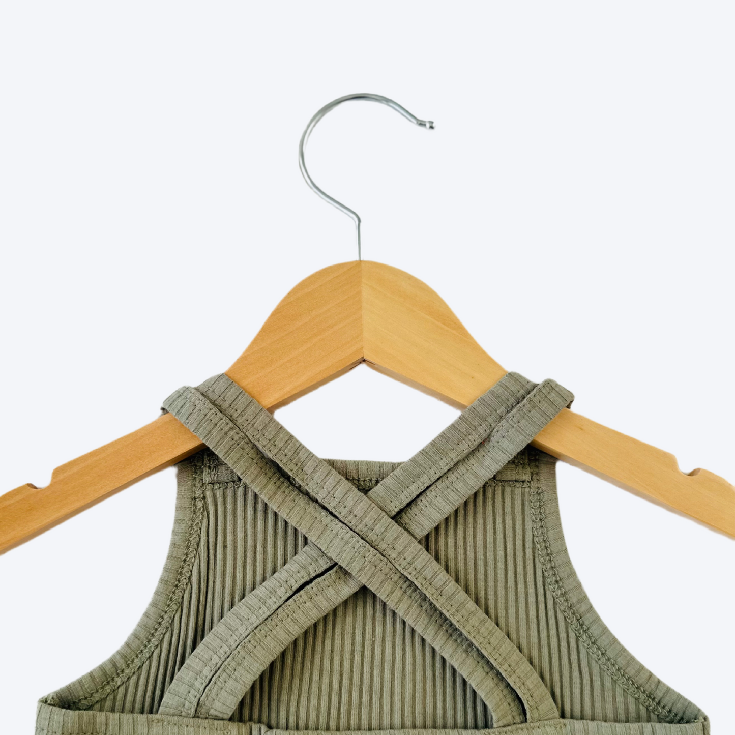 Baby cross back romper sage green