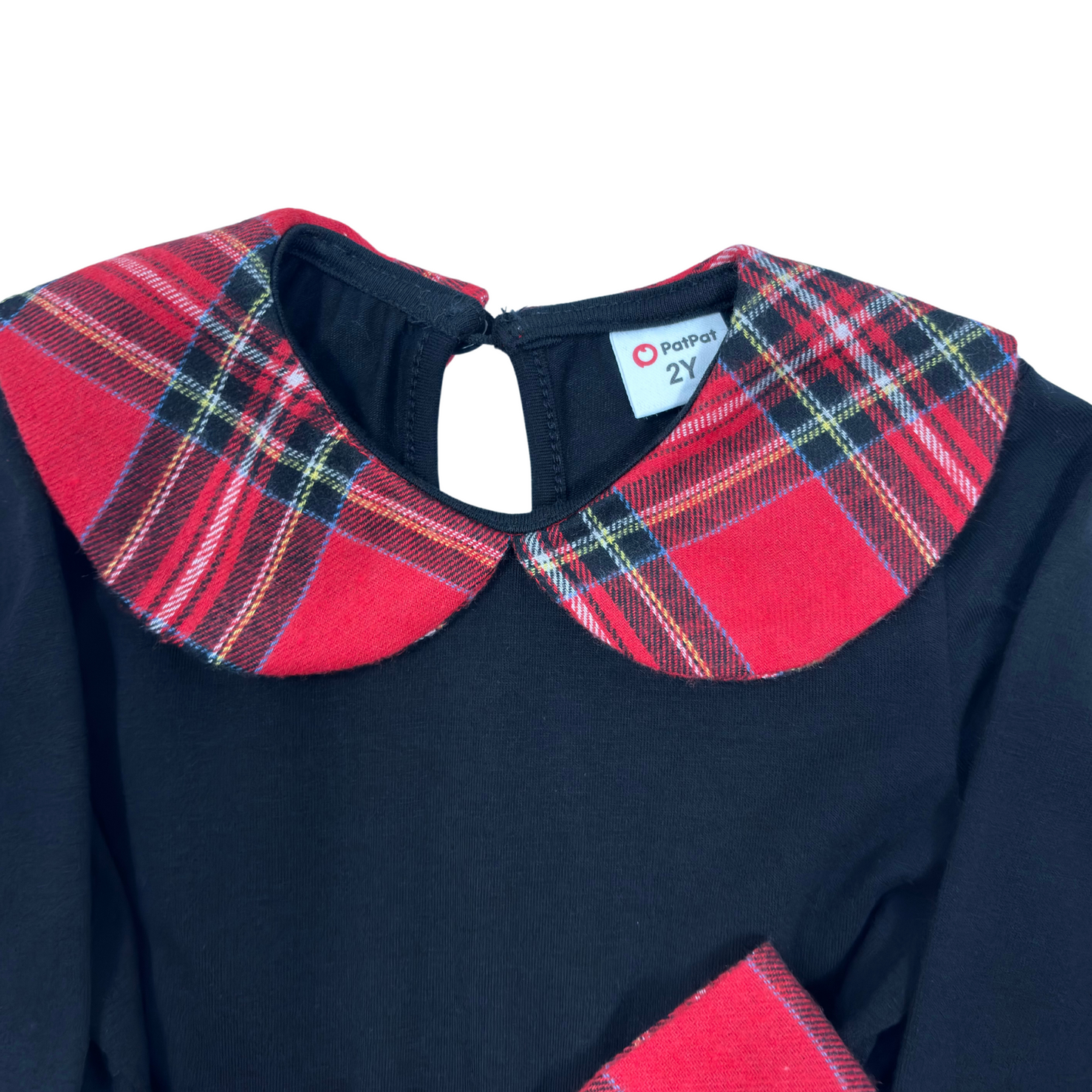 Black and Plaid Belted Dress
