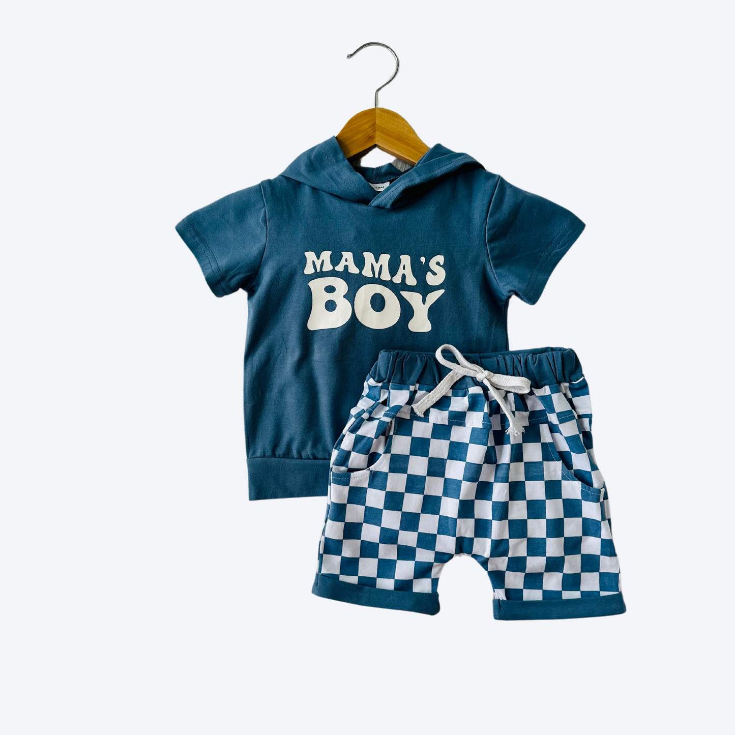Mama's Boy Hooded Short Set Blue
