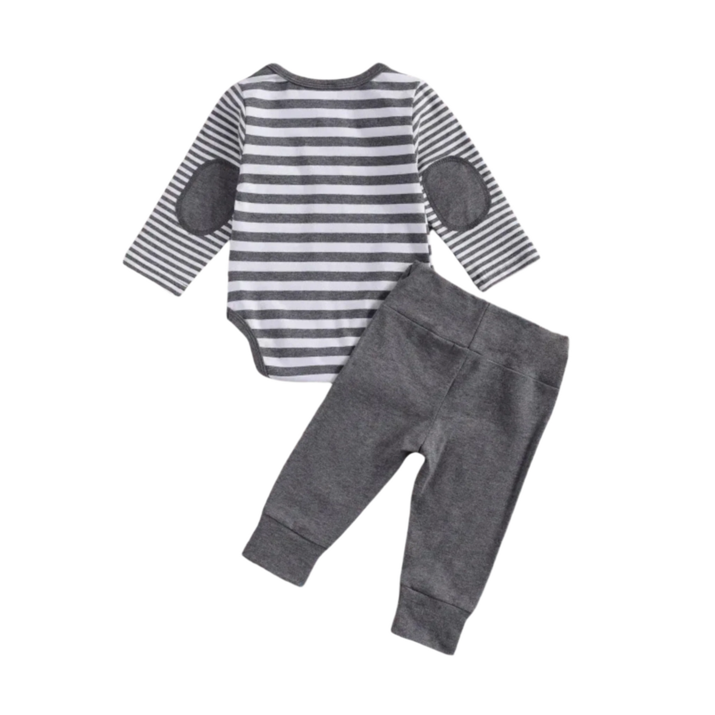 Boys grey stiped romper pant set