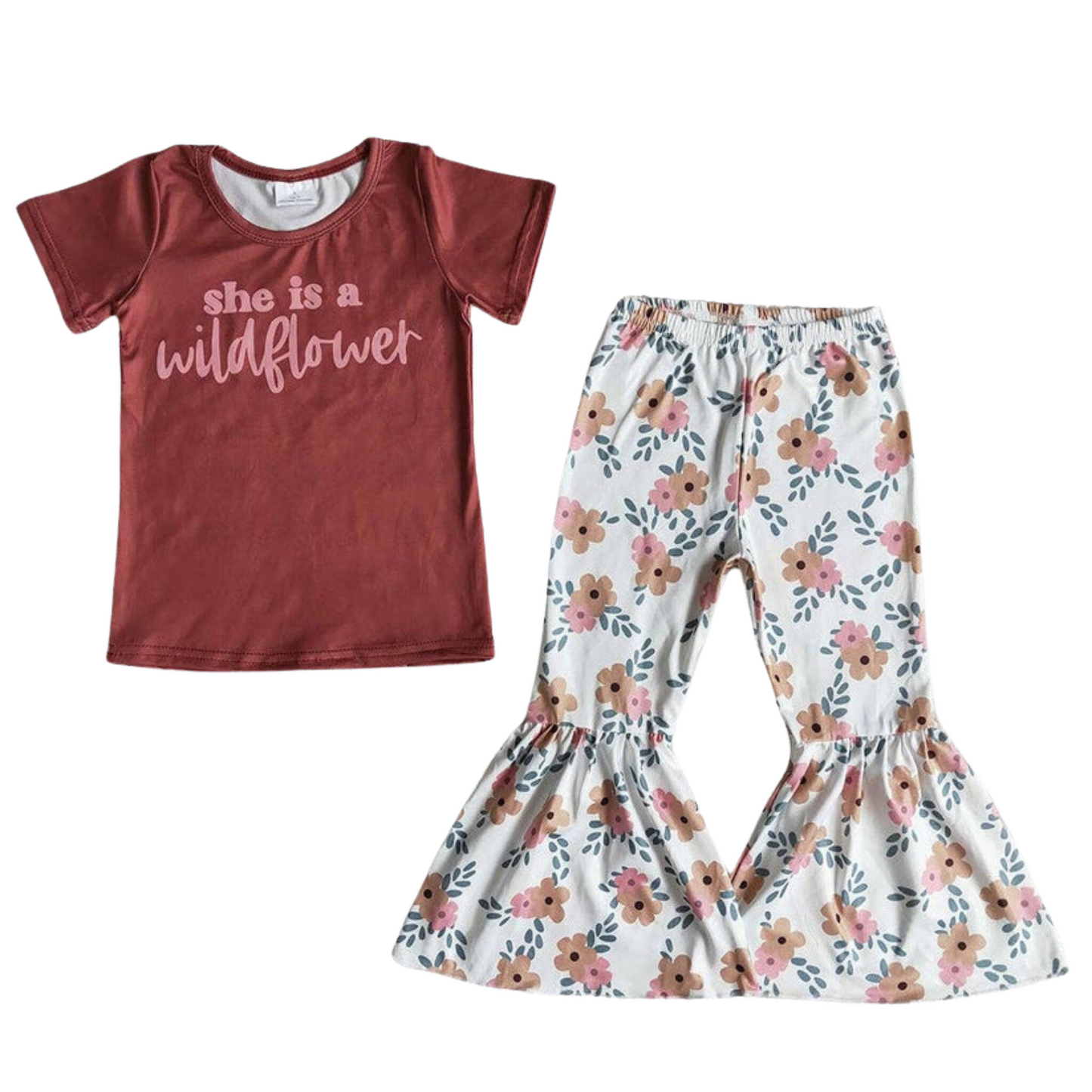 Floral Pink Bell Bottom Pant Set