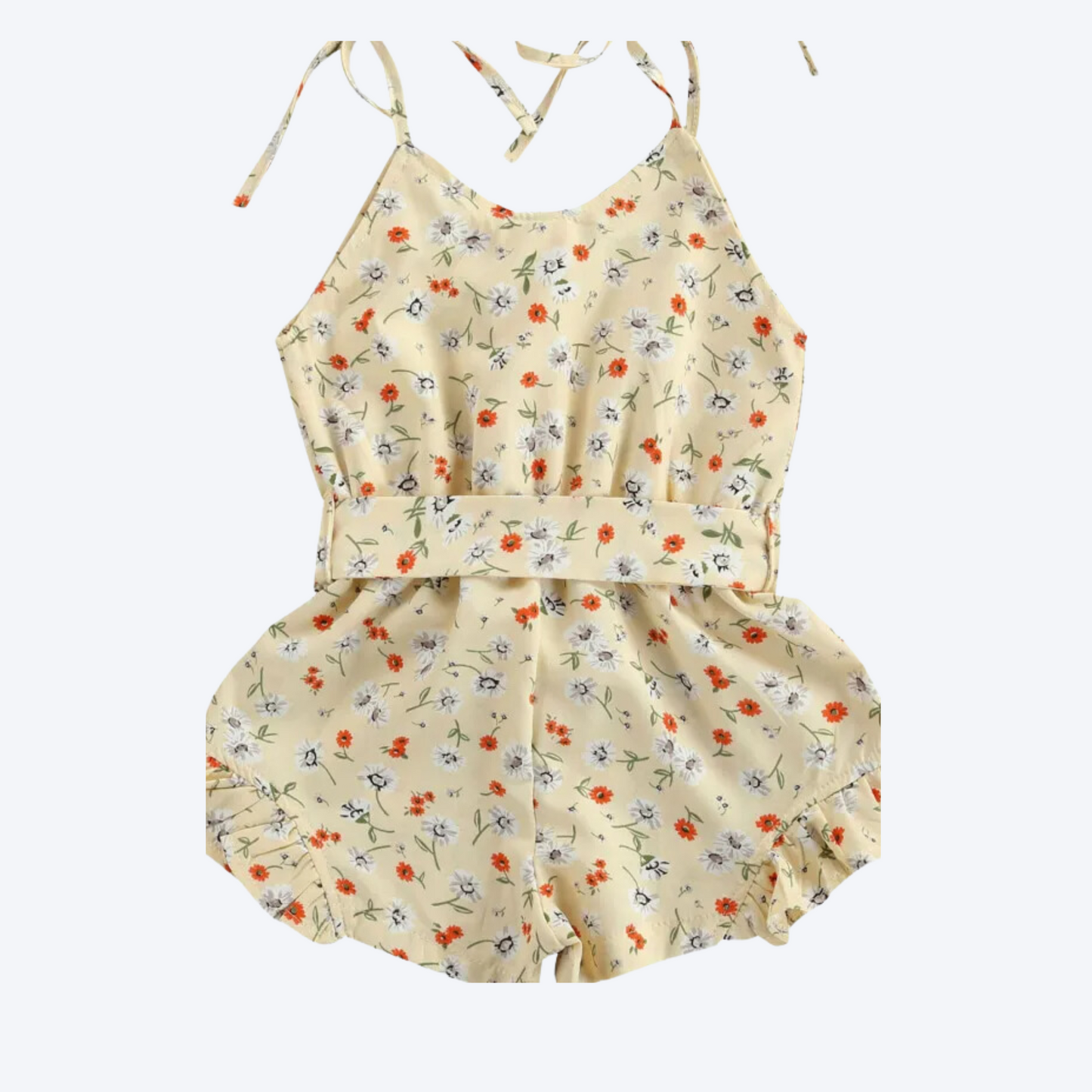 Girls' floral romper with buttons