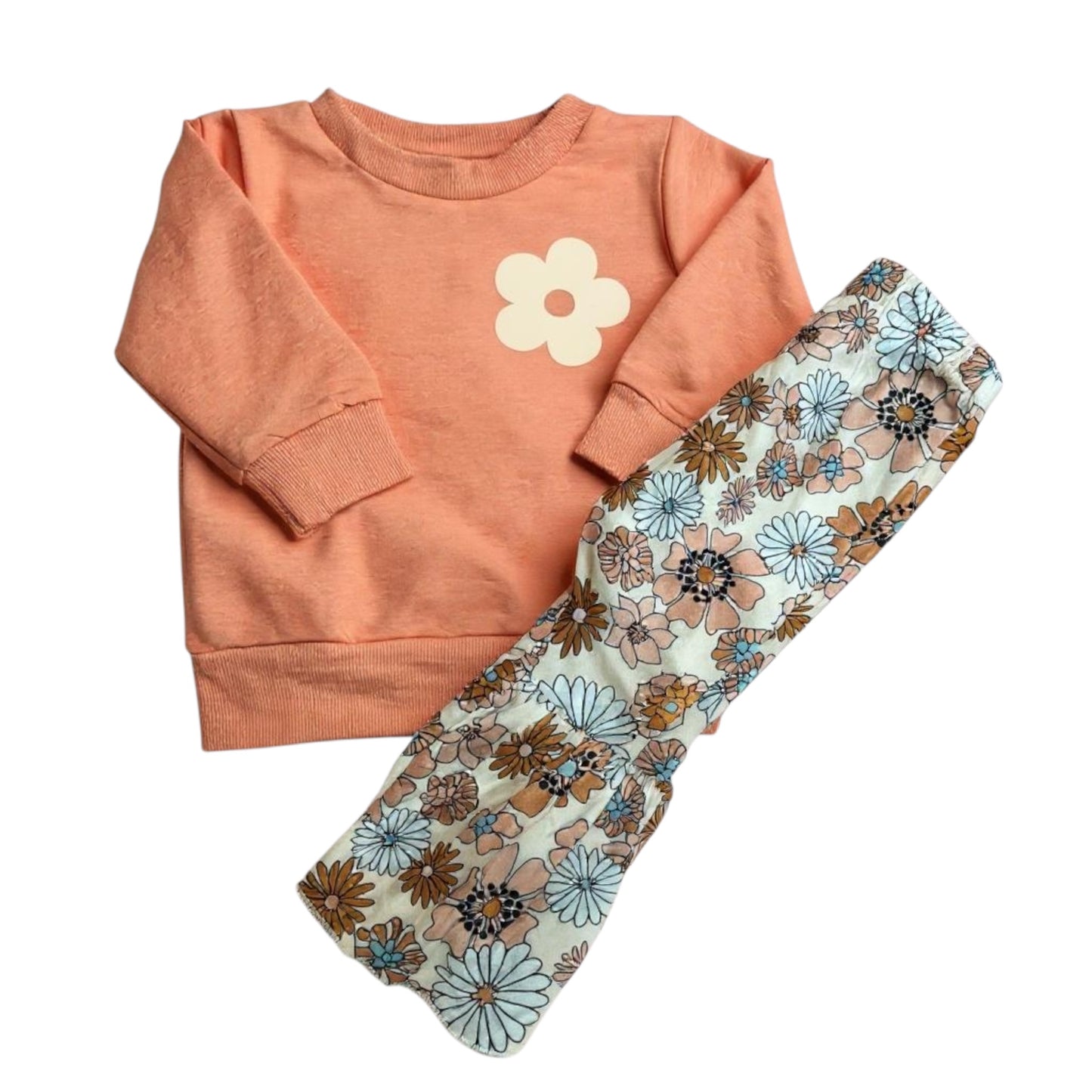 Girls floral bell bottom pant set