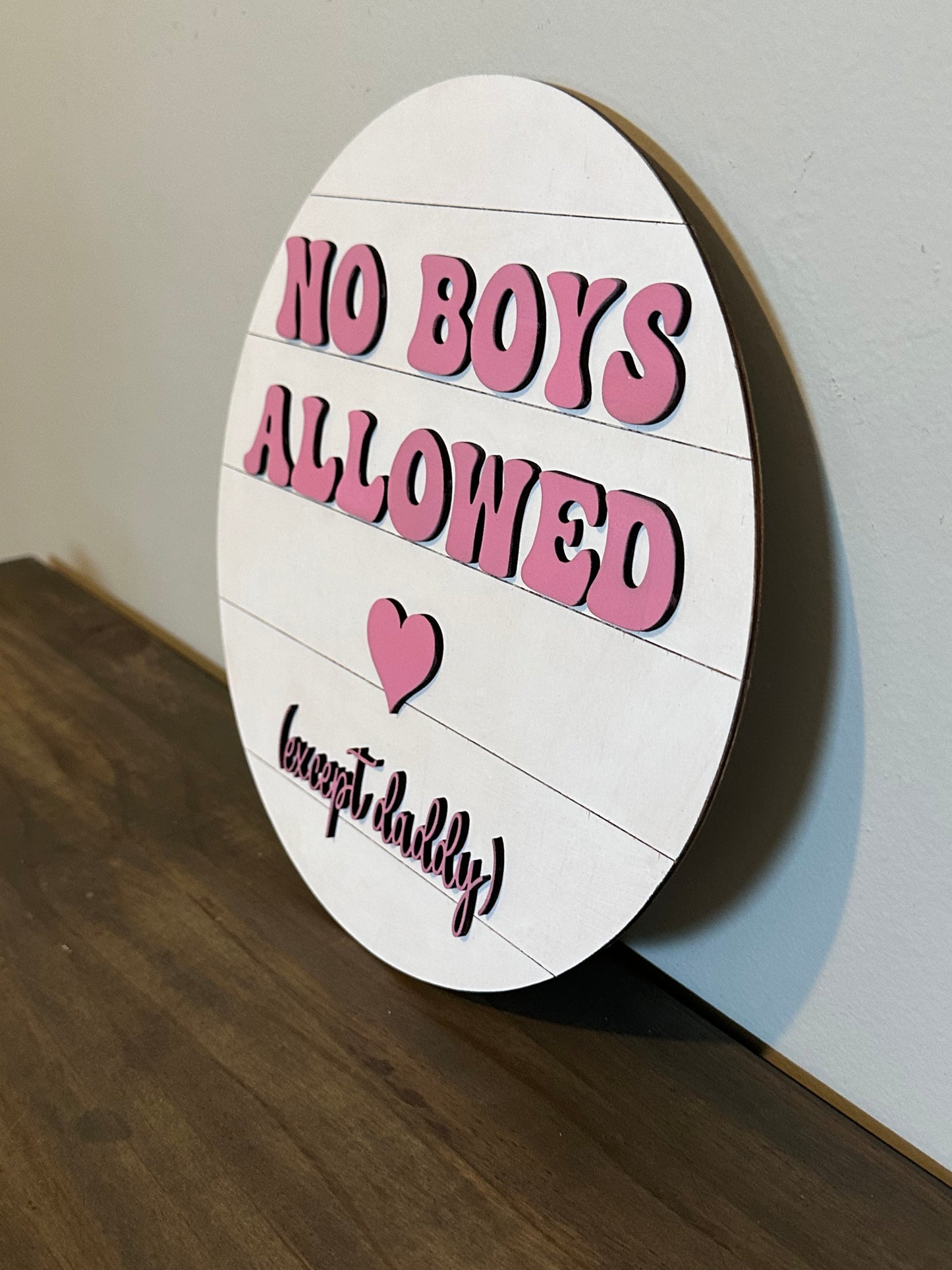 No Boys Allowed Except Daddy Door Hanger