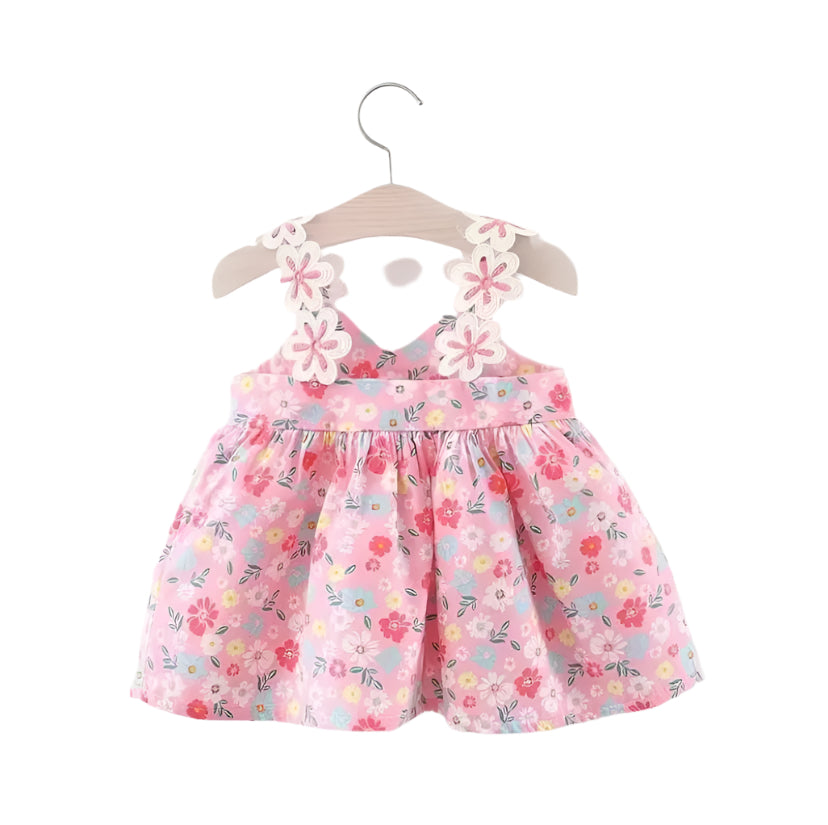 Pink Floral Dress Flower Straps