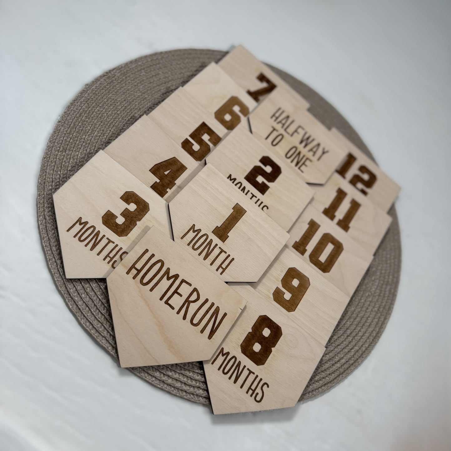 Personalized Baseball Bat and Bases Set for Baby Milestones - Baby Shower Gift