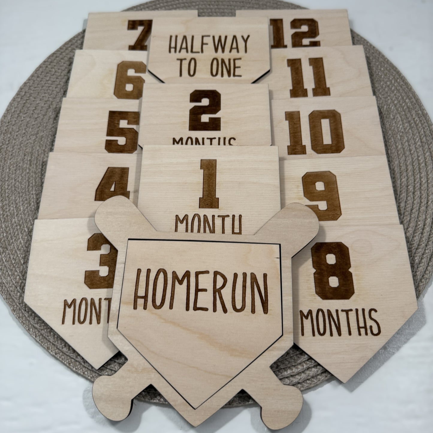 Personalized Baseball Bat and Bases Set for Baby Milestones - Baby Shower Gift