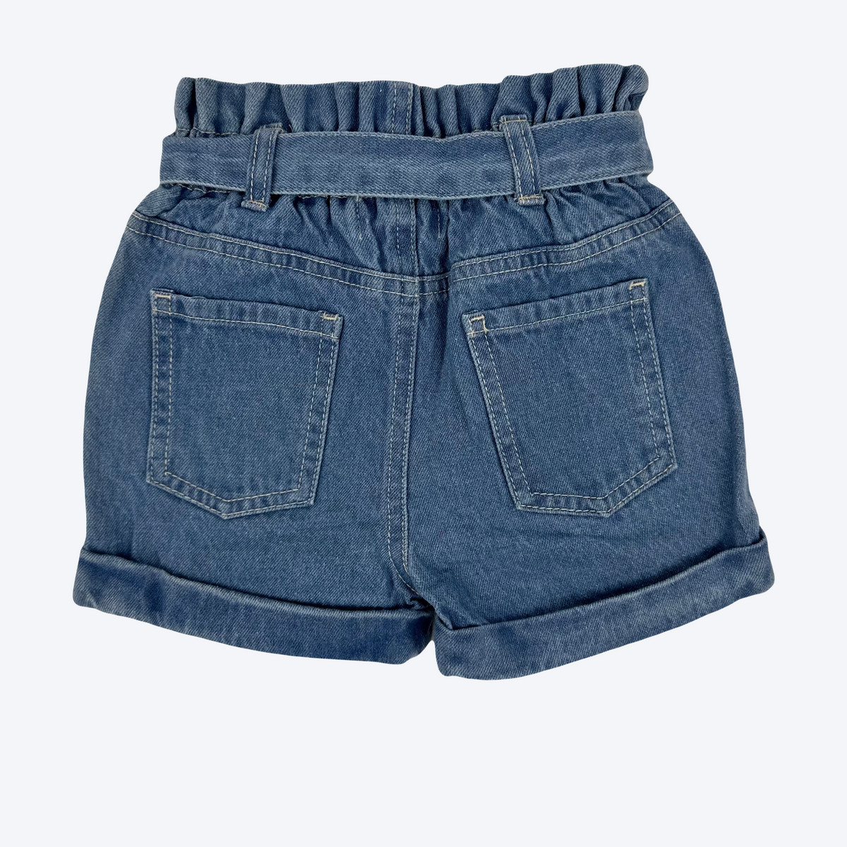 Toddler Infant Baby Girls Denim High Waist Shorts With Tie Belt