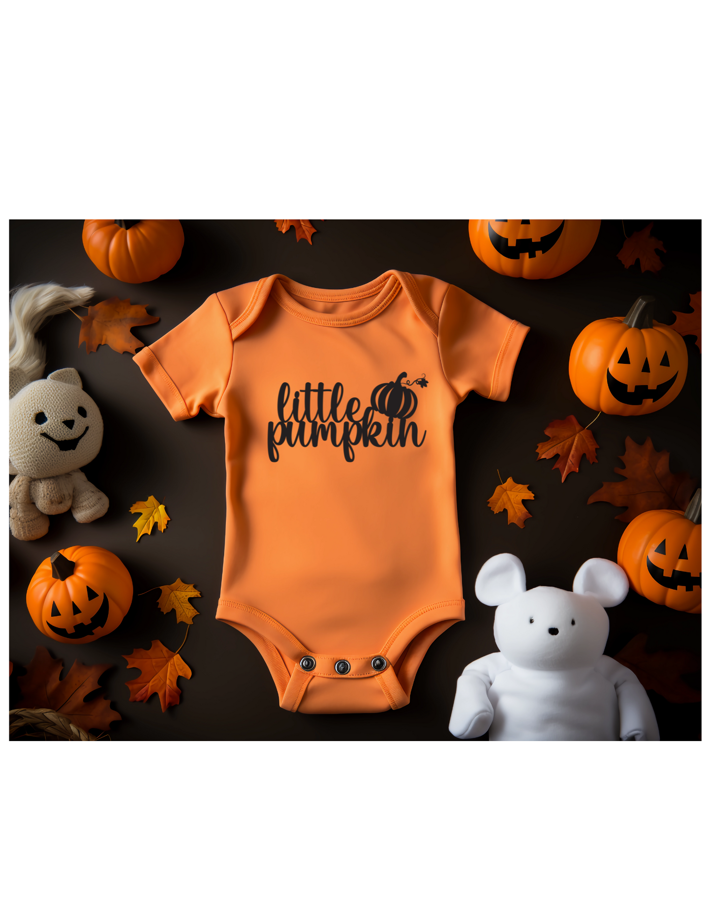 Halloween orange infant one piece body suit "little pumpkin"