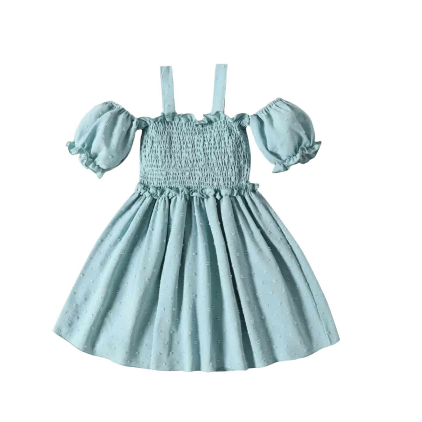 Light Blue Puff Sleeve Dress