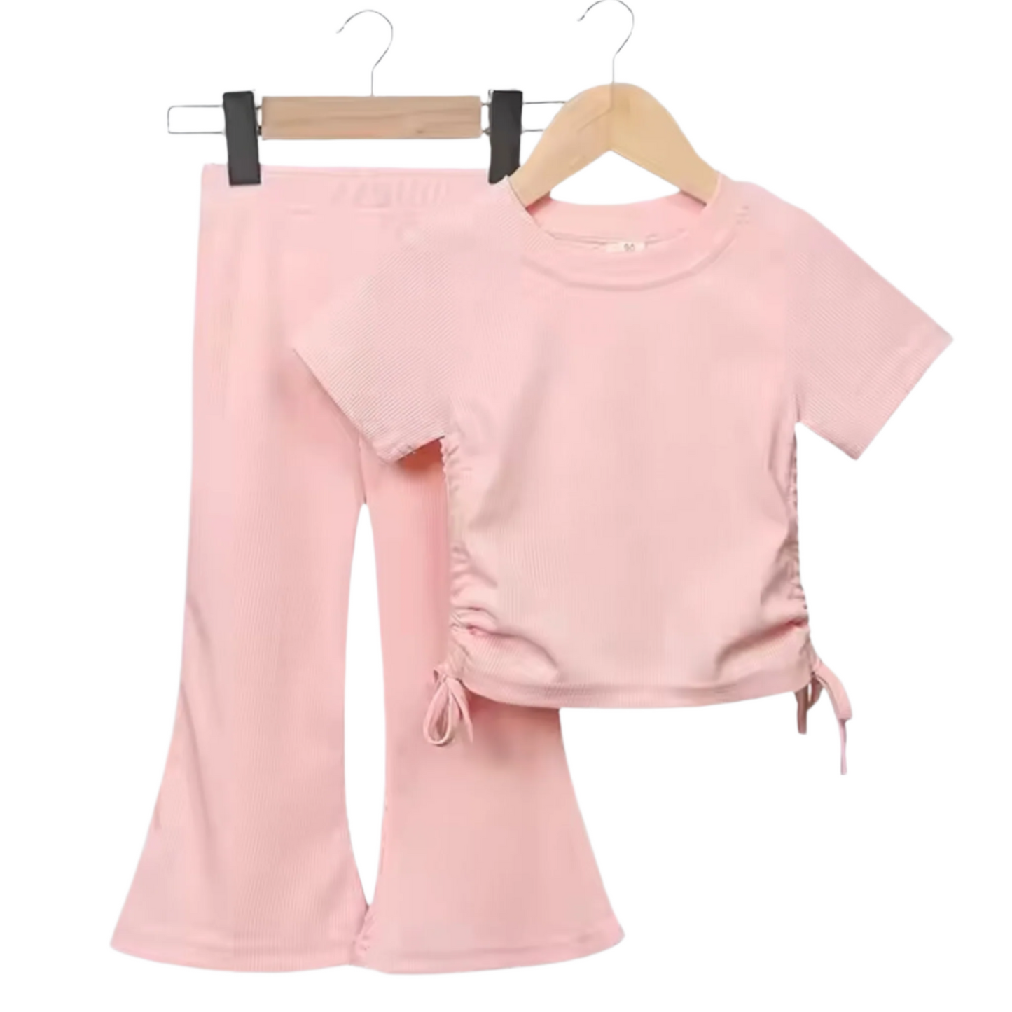 Girls Pink Flared Pant Set