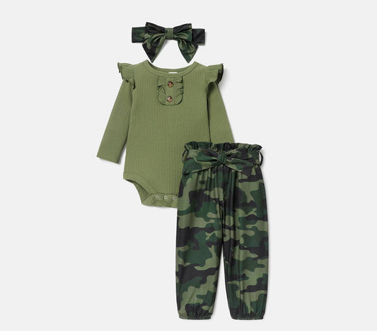 Girls Camo Romper Set