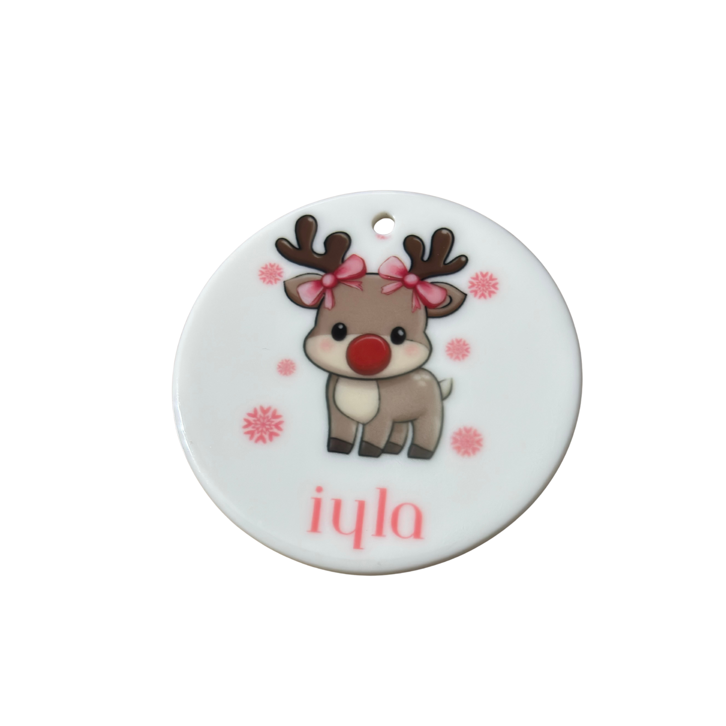 Personalized Girl Reindeer Christmas Ornament