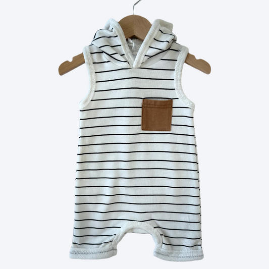 White striped hooded romper