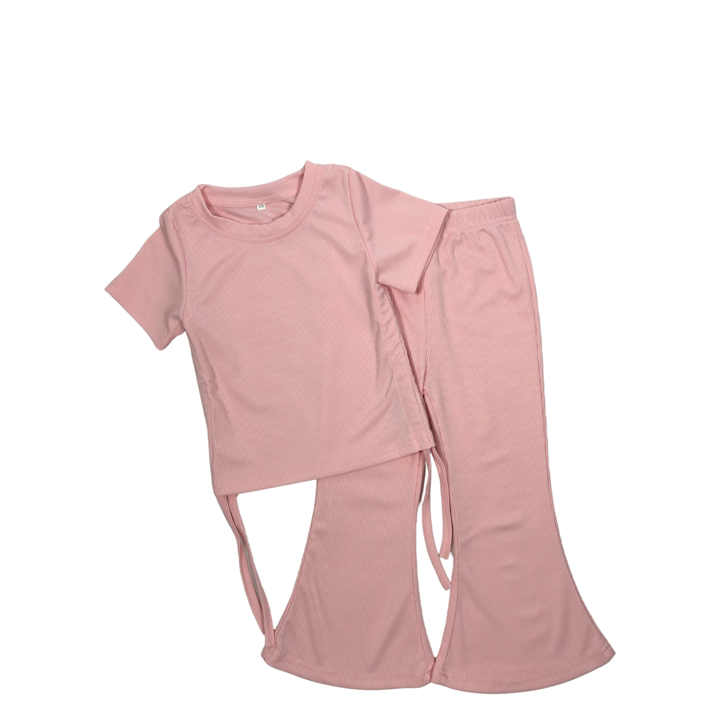 Girls Pink Flared Pant Set