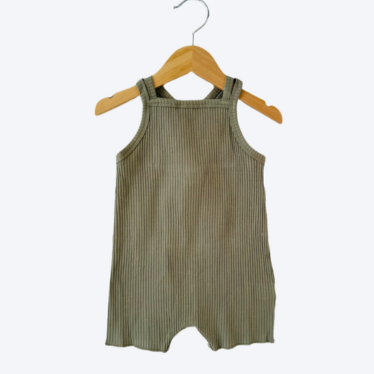 Baby cross back romper sage green