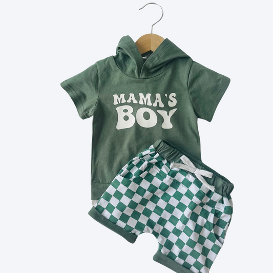 Mama's Boy Hooded Short Set Green