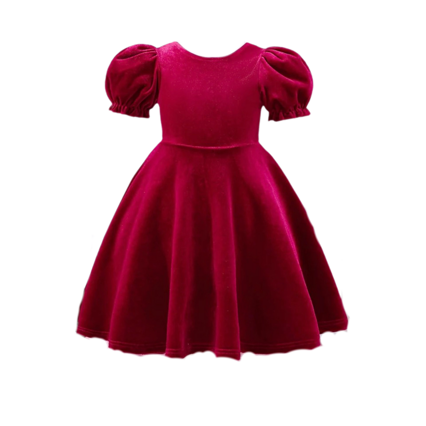 Short sleeve red velvet dress