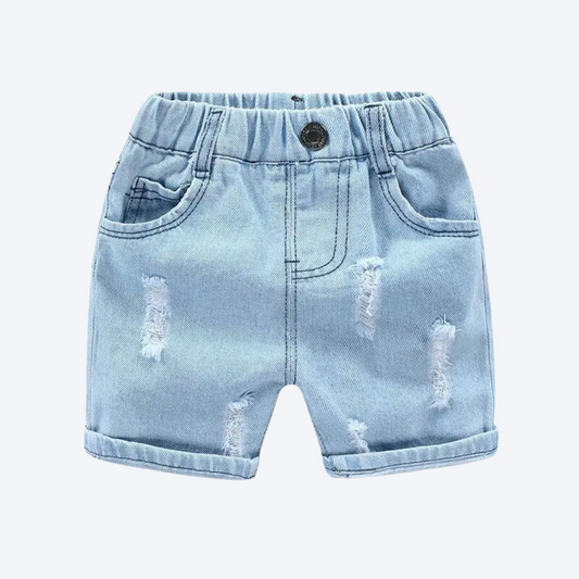Light Blue Denim Distressed Shorts