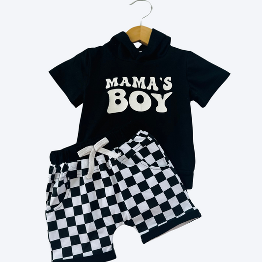 Mama's Boy Hooded Short Set Black