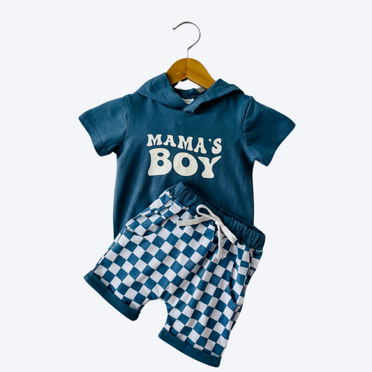 Mama's Boy Hooded Short Set Blue