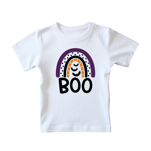 Unisex Halloween T-shirt Boo Rainbow with Bats