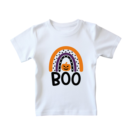 Unisex Halloween T-shirt Boo Rainbow with Pumpkin