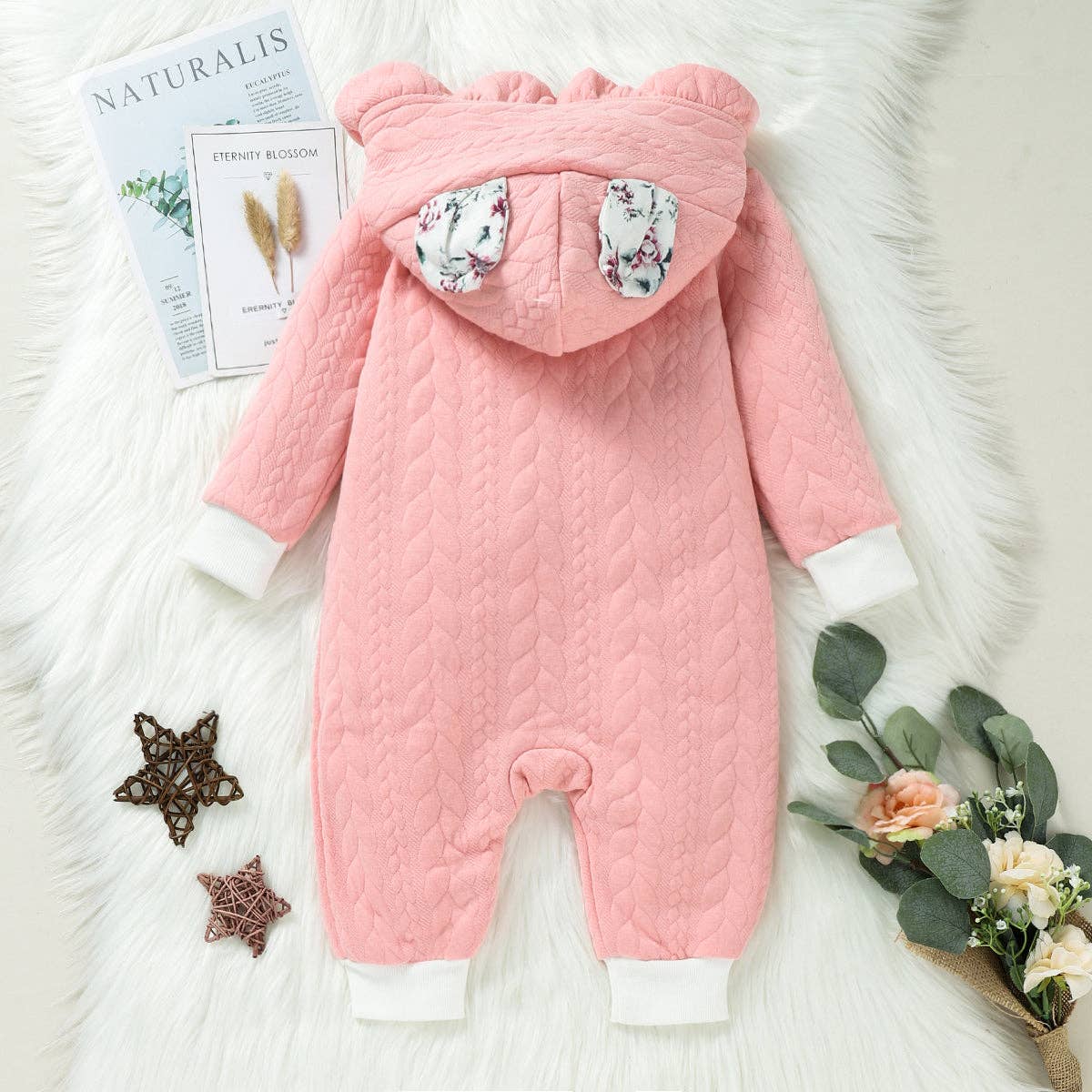 Hooded Thickened Lined Baby Jumpsuit