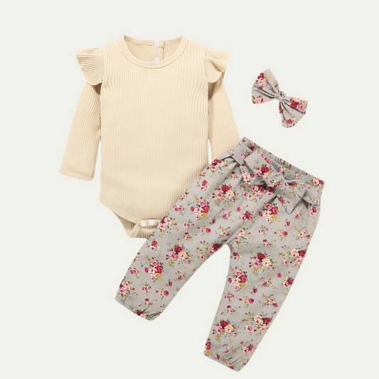 3pcs Floral Ruffle Set