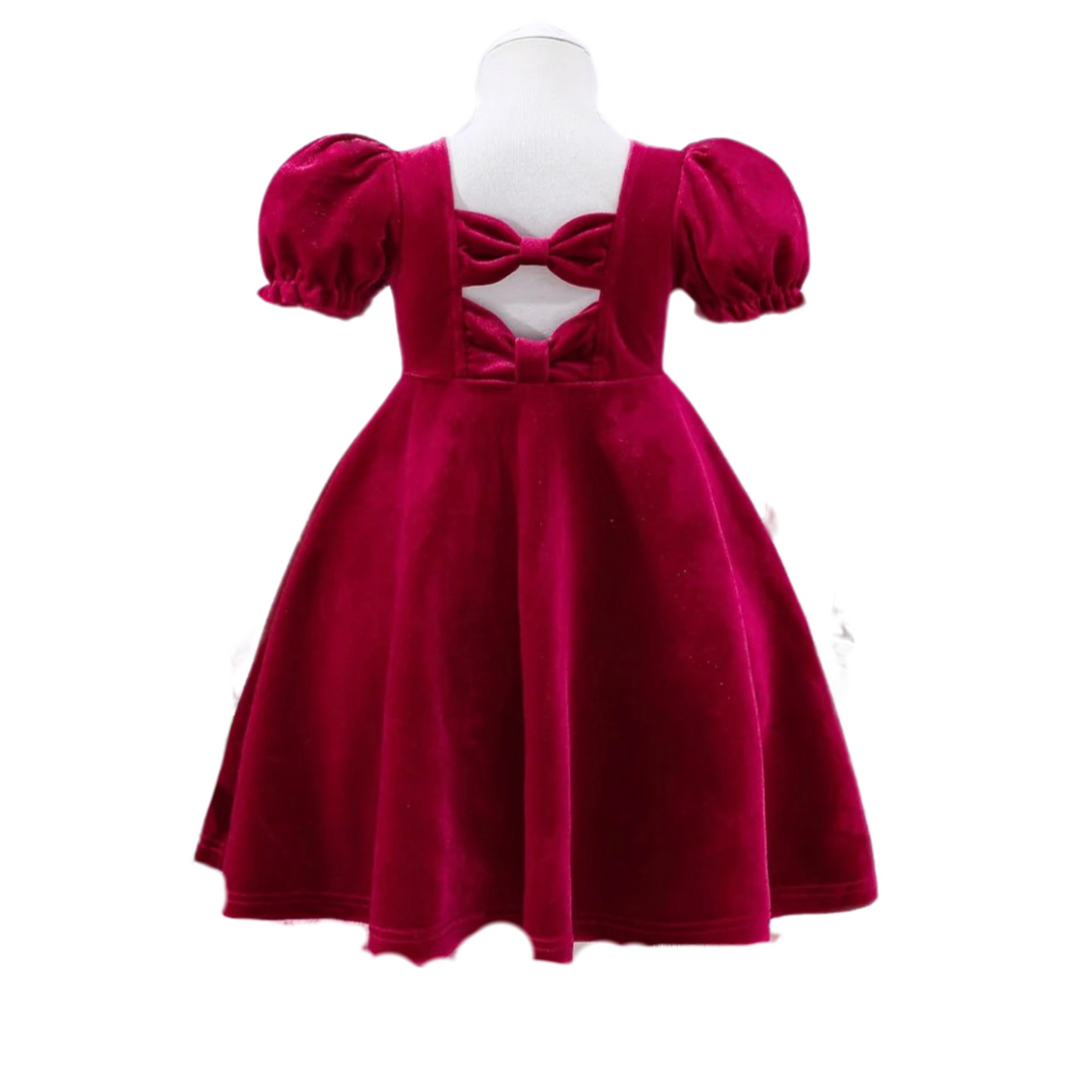 Short sleeve red velvet dress