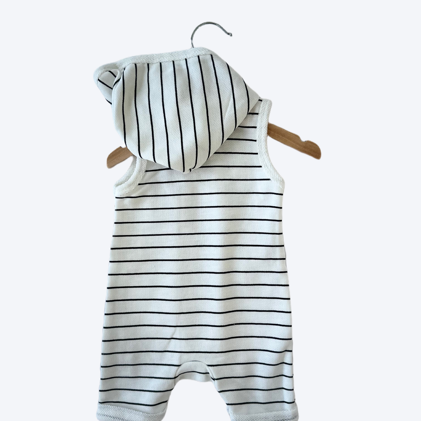 White striped hooded romper