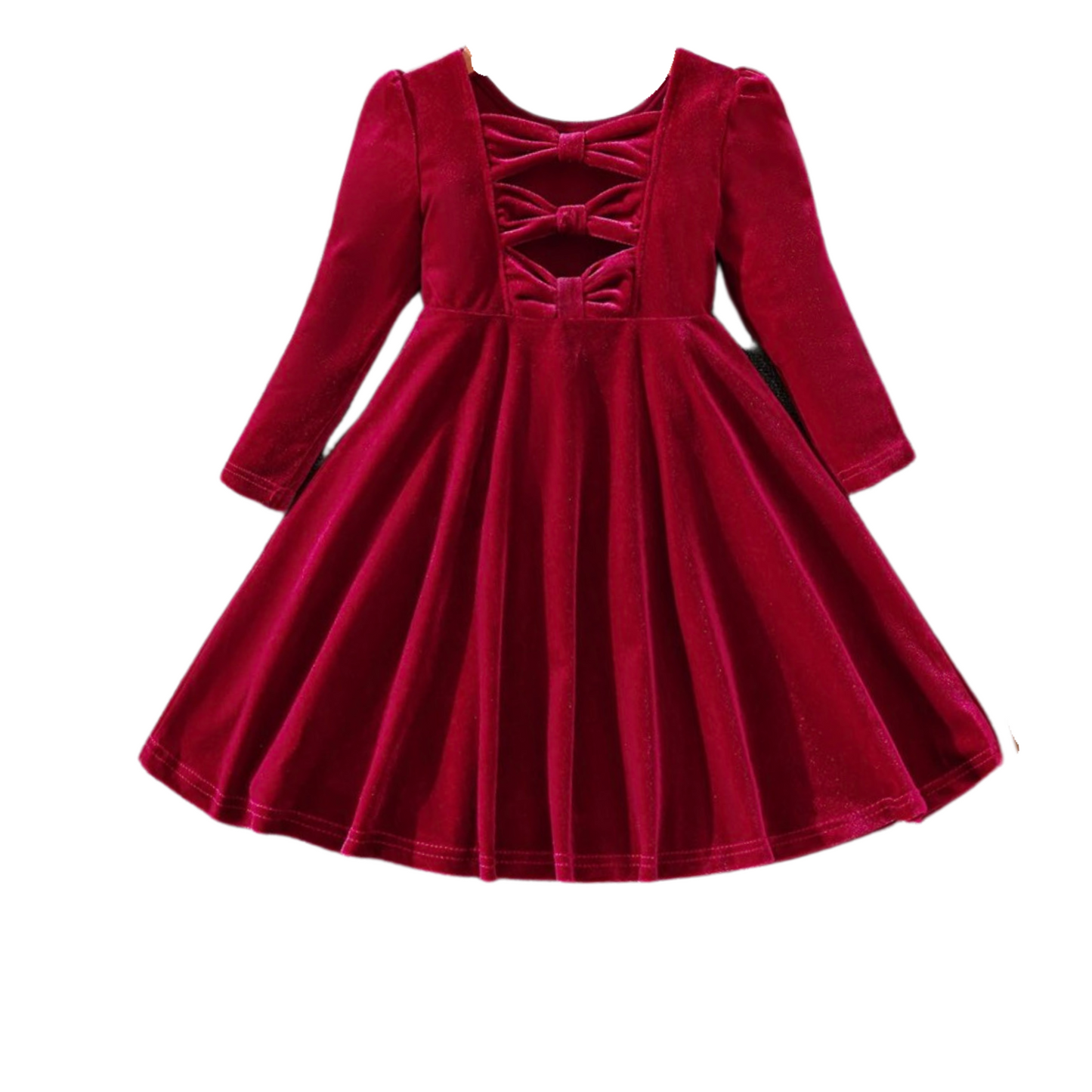 Long sleeve red velvet dress