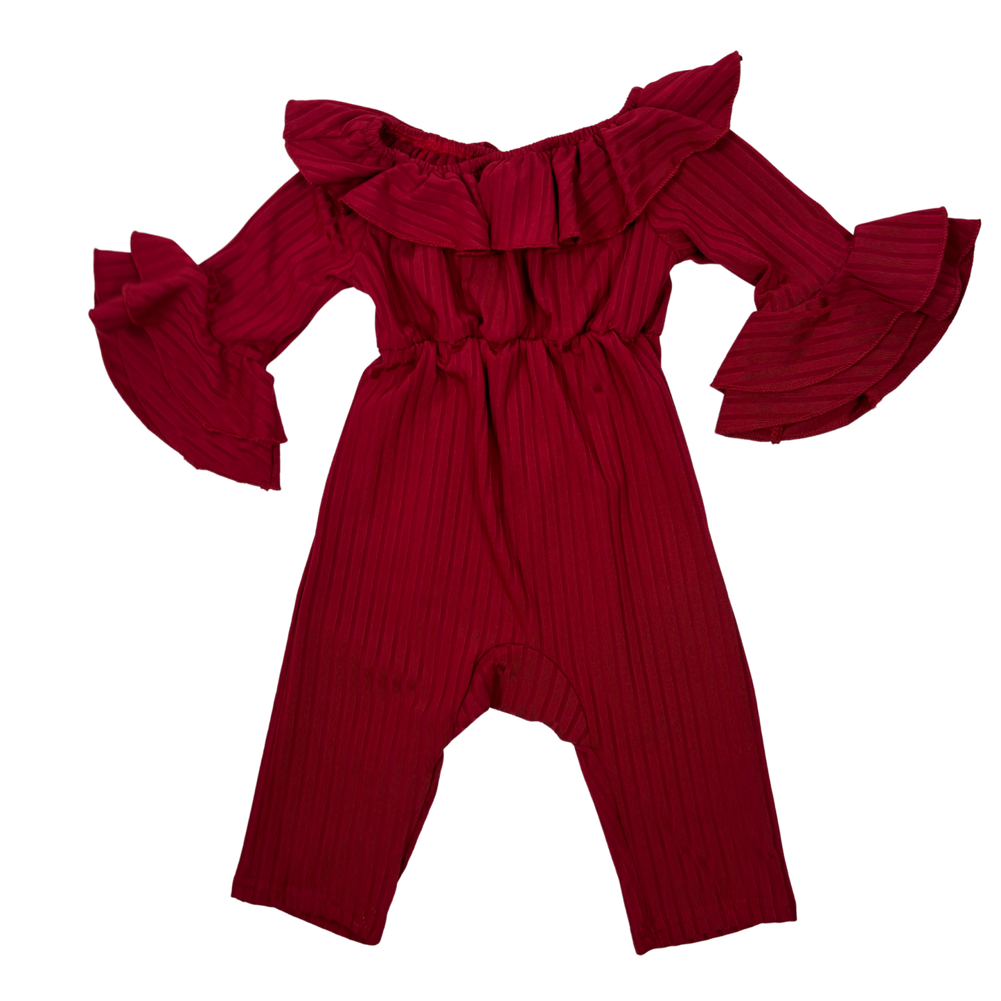 Baby Burgundy Jumpsuit With Ruffles