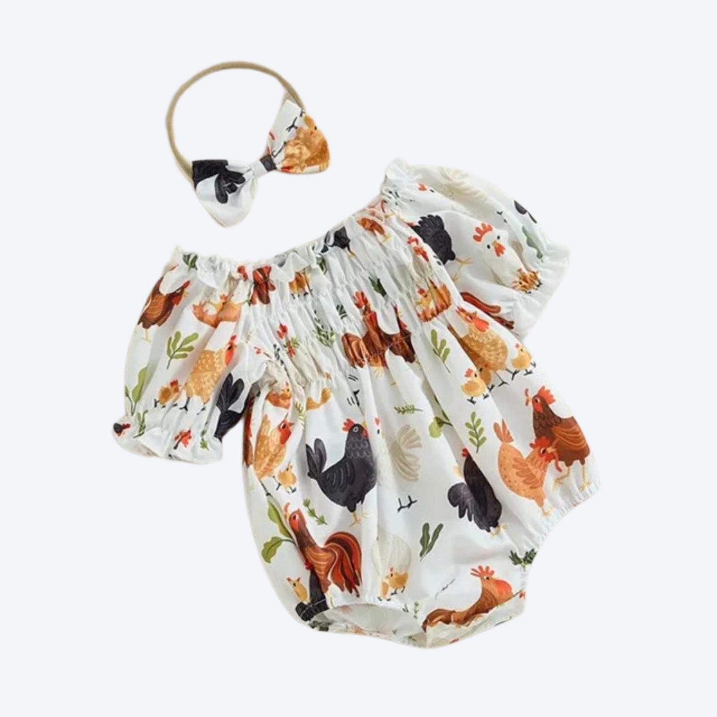 Girls' rooster romper