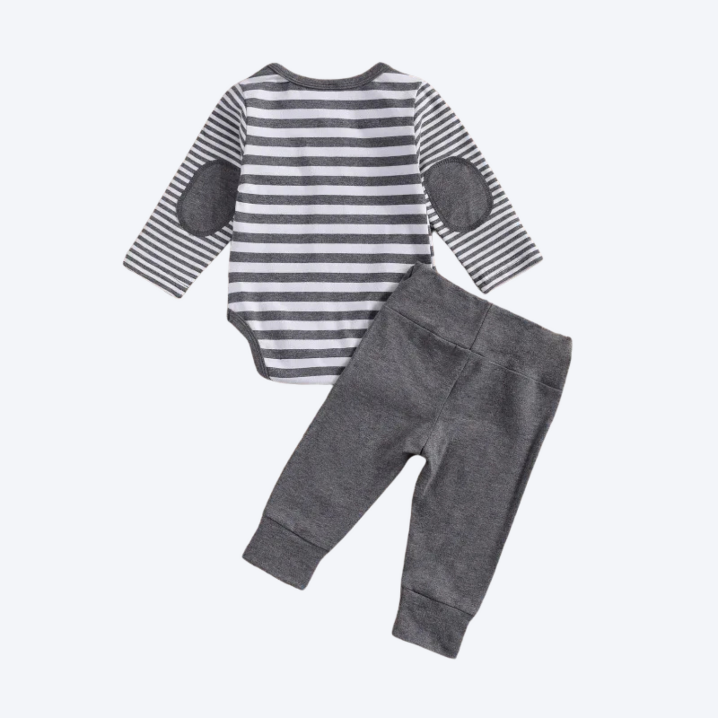 Boys grey stiped romper pant set