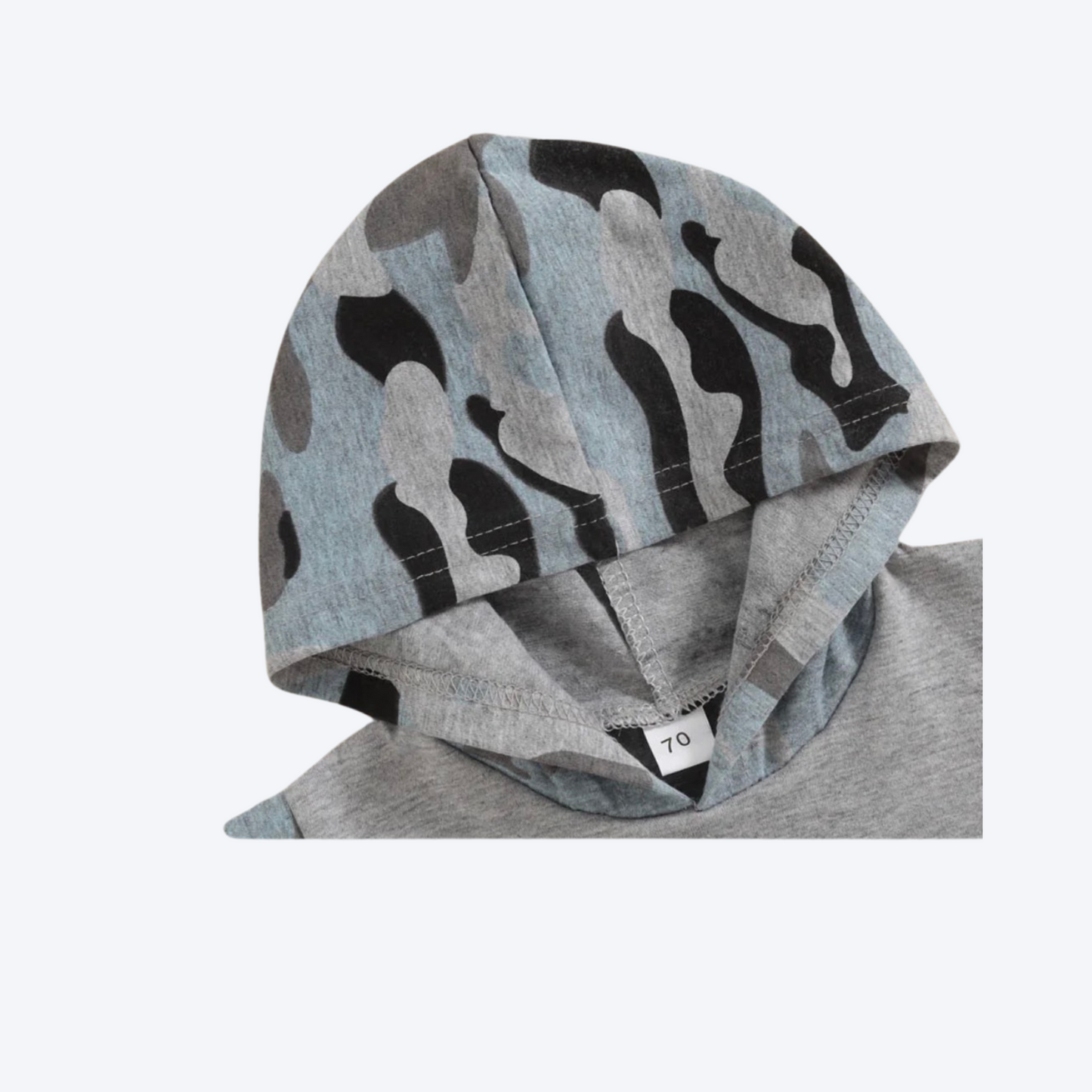 Grey hooded camo short set