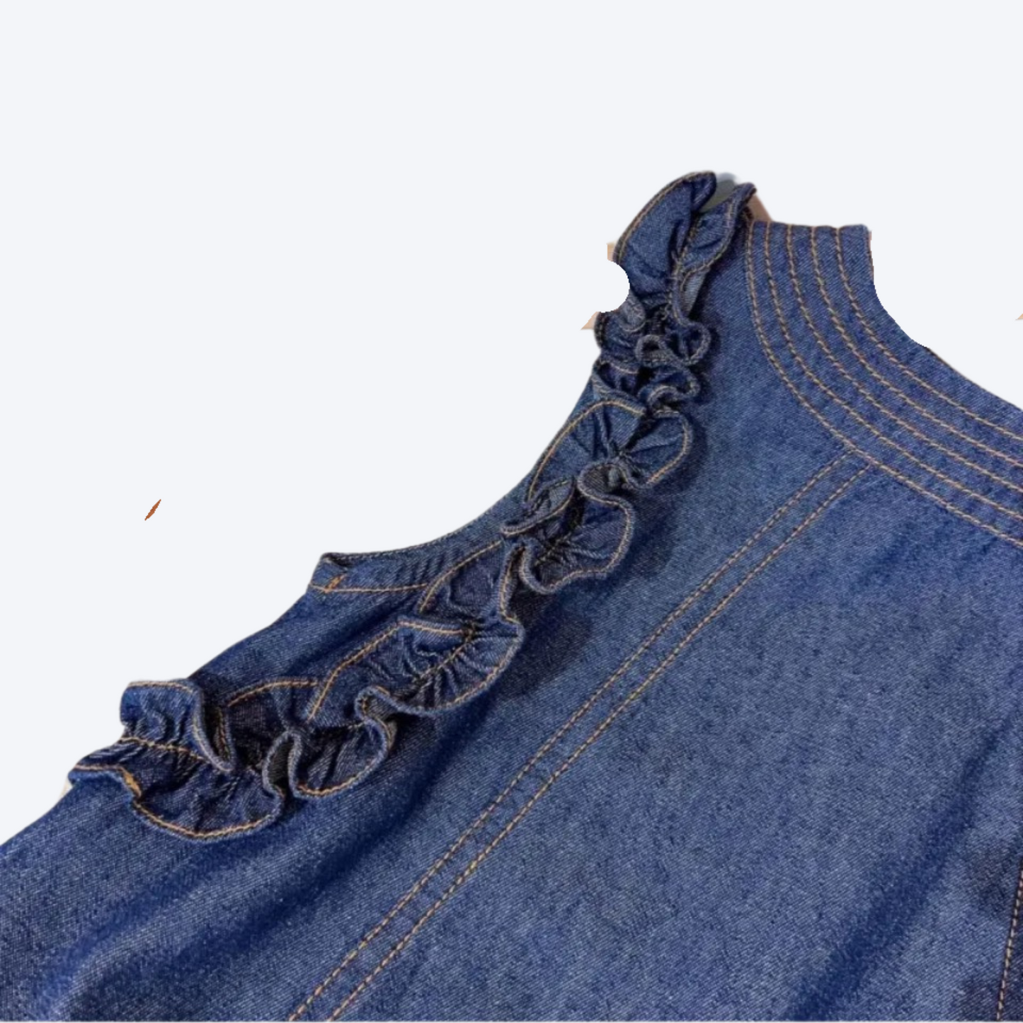 Girls Denim Ruffle Dress