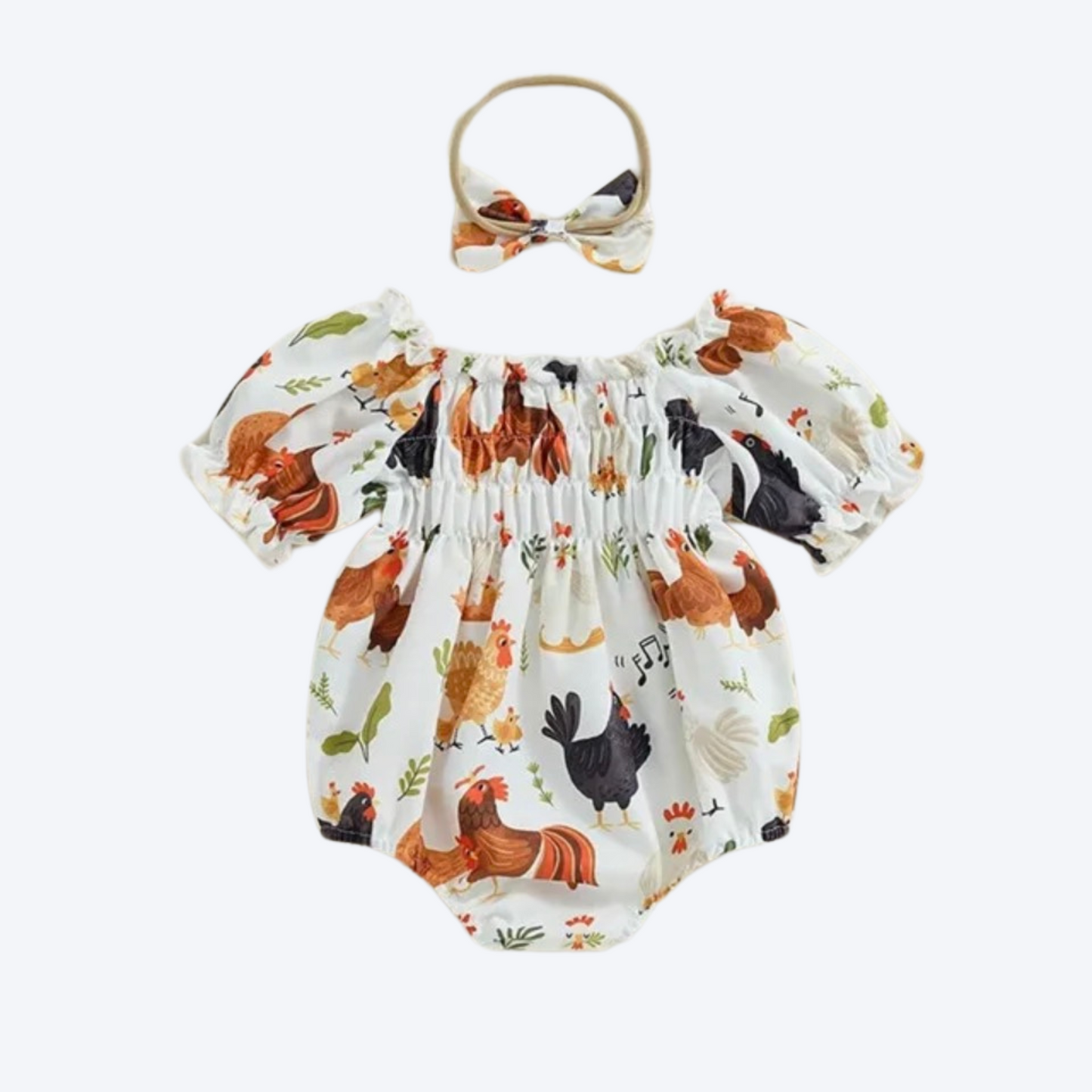 Girls' rooster romper