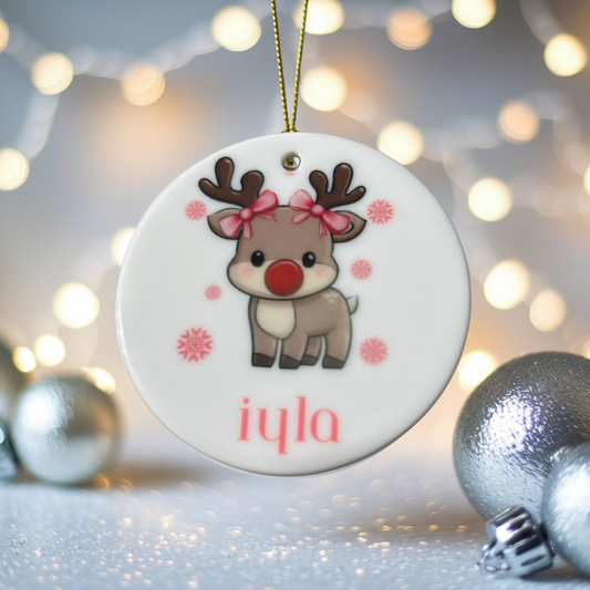 Personalized Girl Reindeer Christmas Ornament