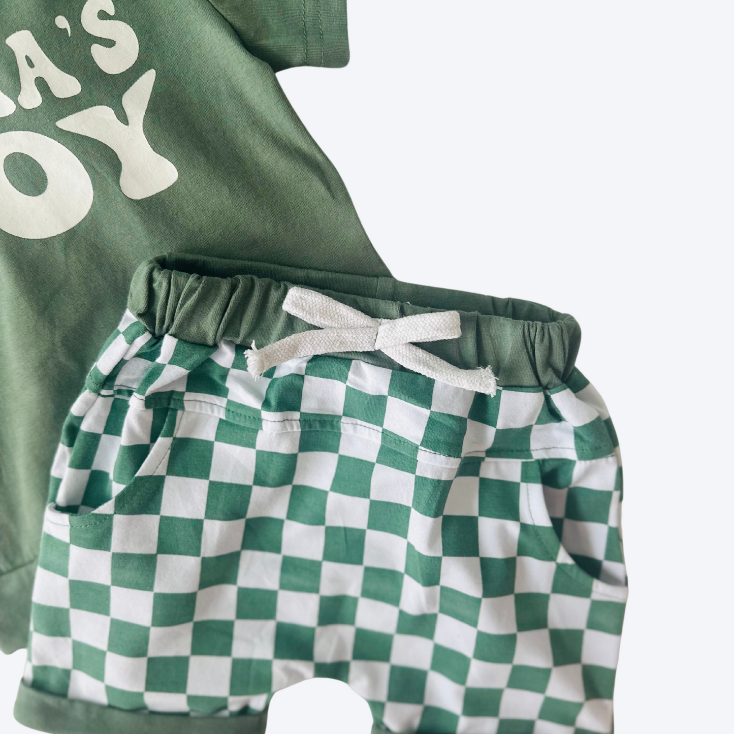 Mama's Boy Hooded Short Set Green