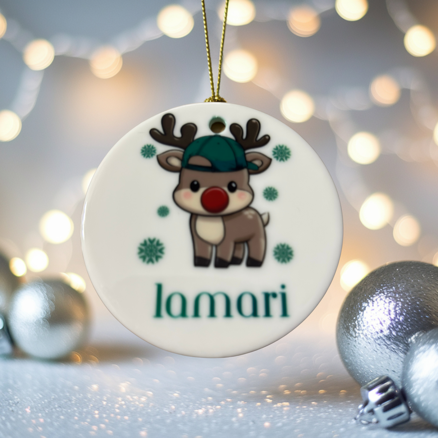Personalized Boy Reindeer Christmas Ornament