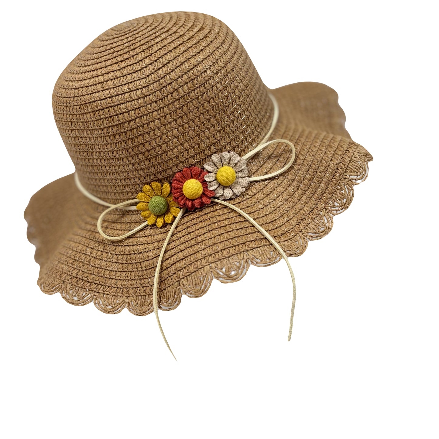 Girl's Flower Tan Hat and Purse Set