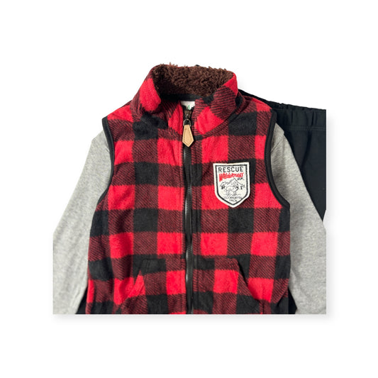 3pc Outfit With Red Plaid Vest