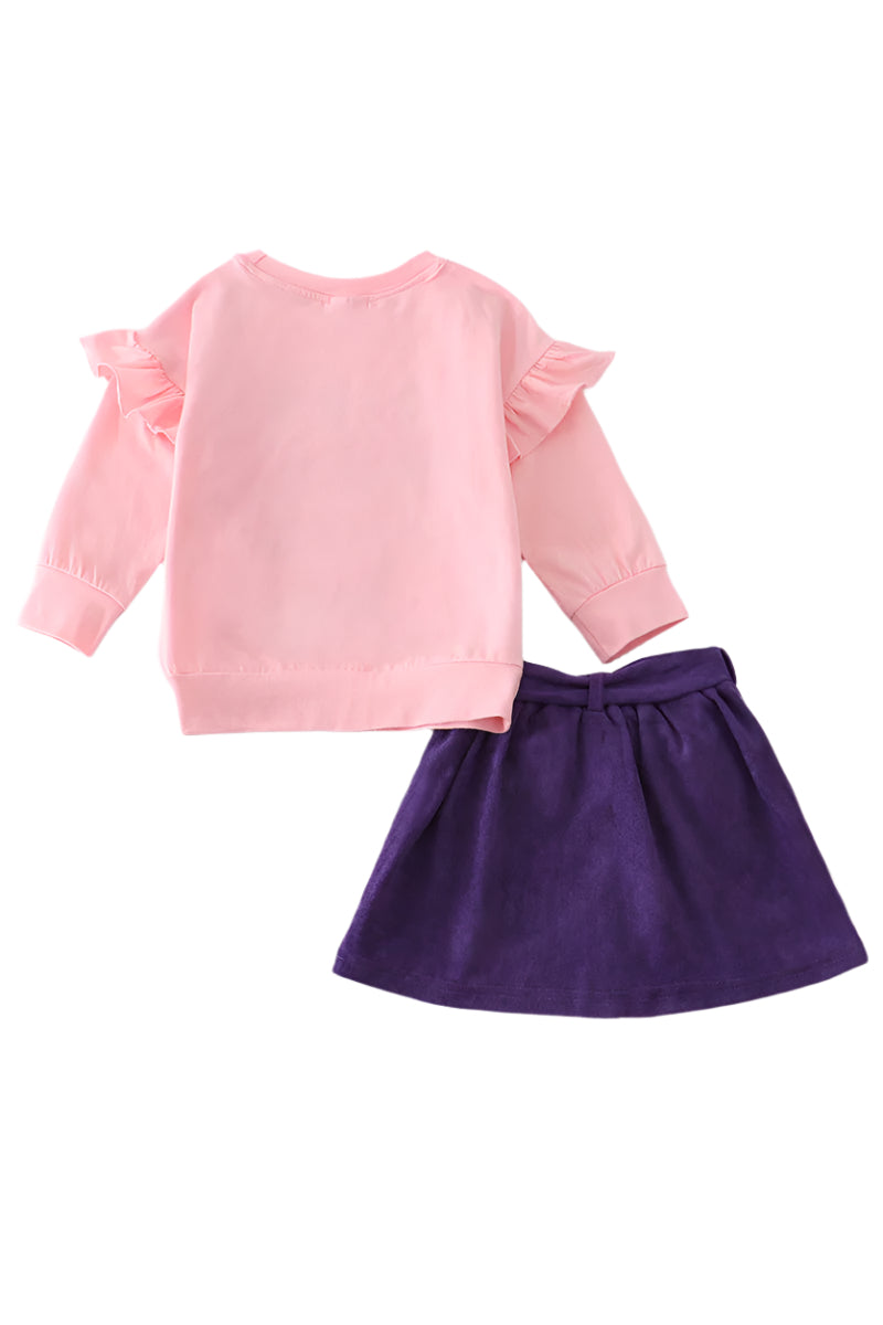Halloween pink ruffle skirt set