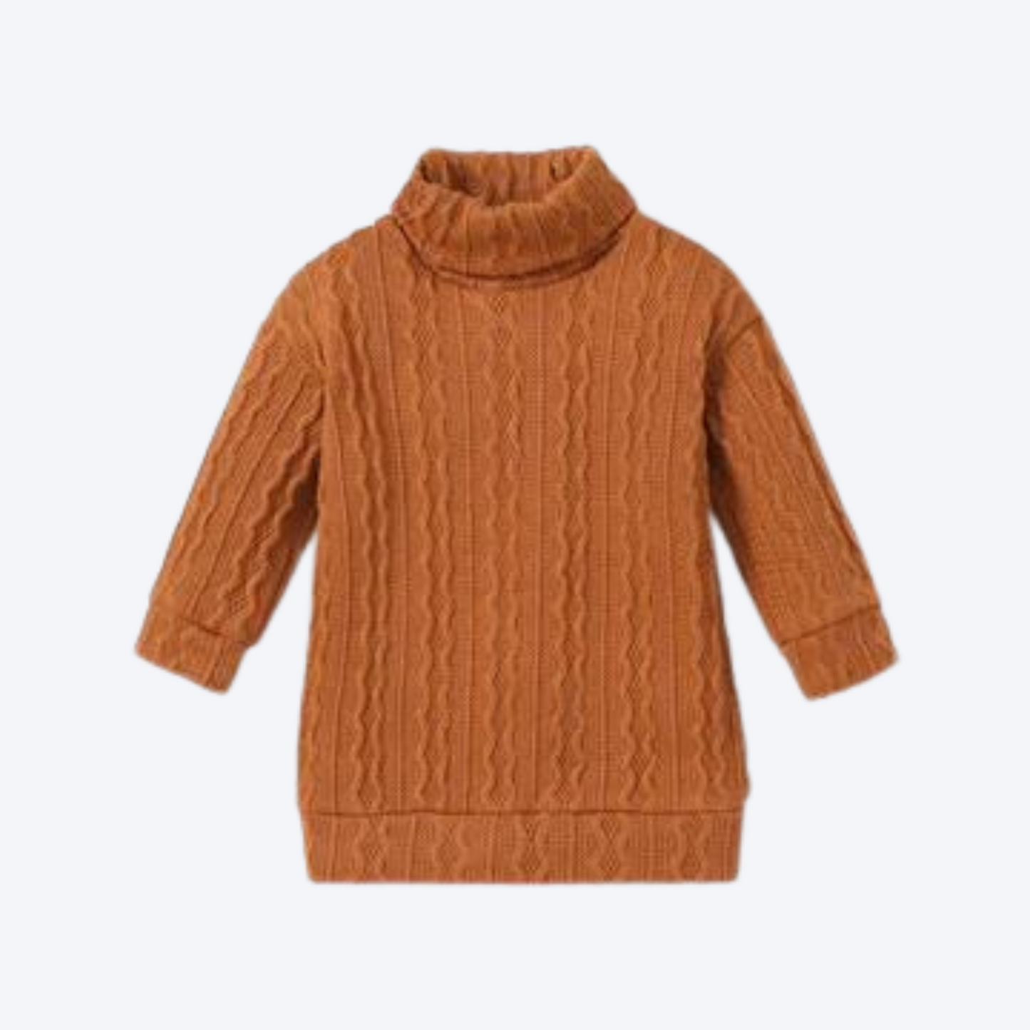 Cable Knit Turtleneck Sweater Dress