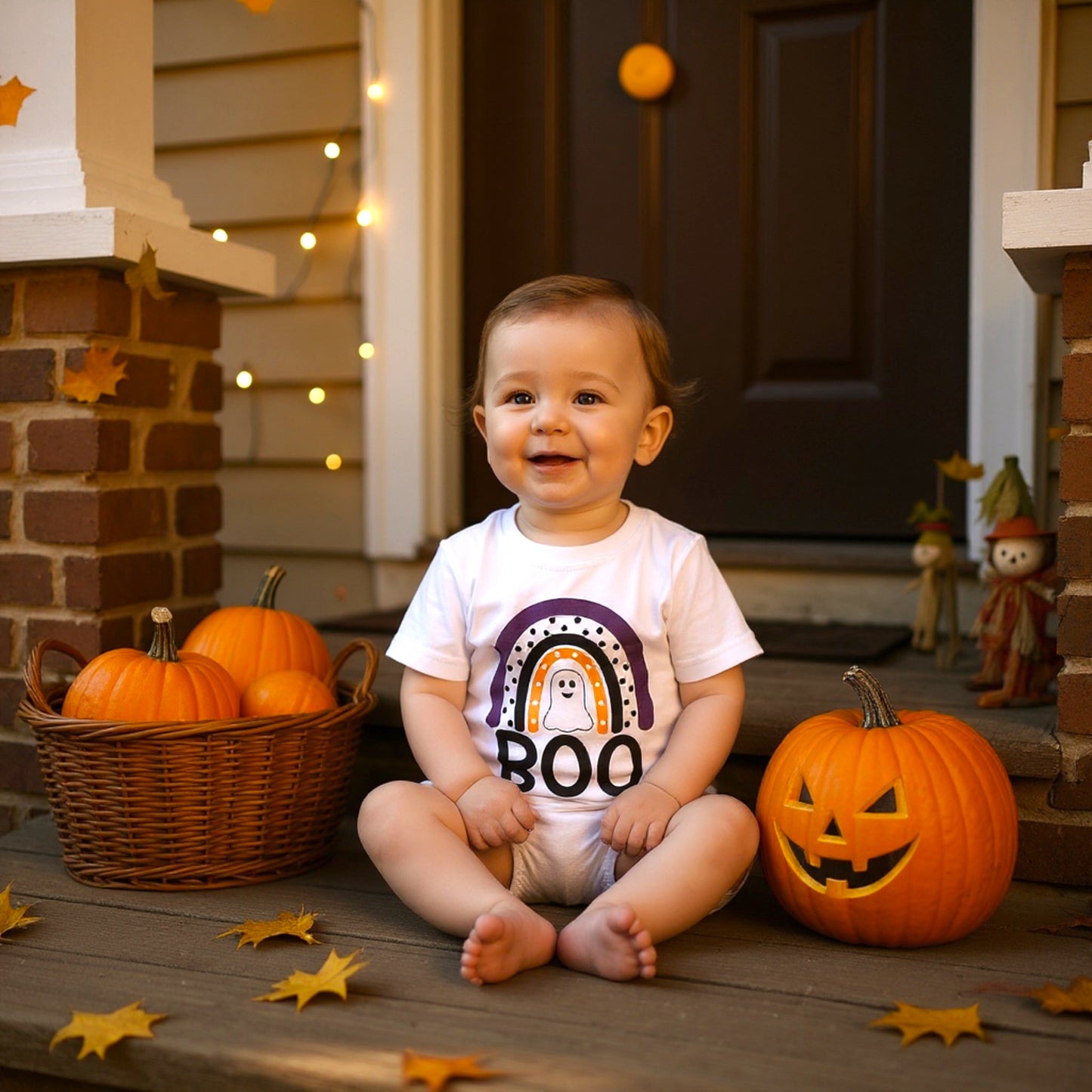 Unisex Halloween T-shirt Boo Rainbow with Ghost
