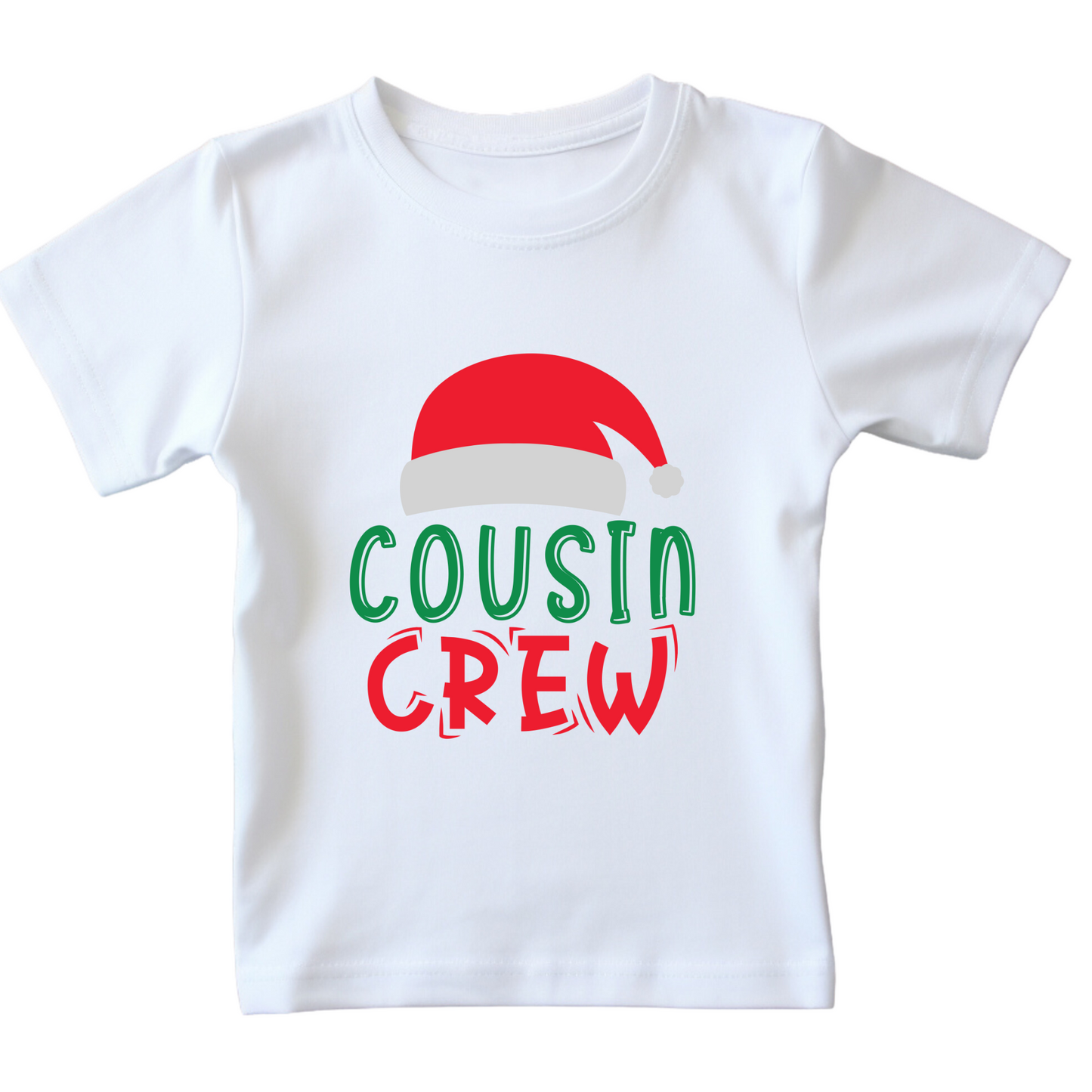 Christmas T-shirt Cousin Crew with Red Santa Hat